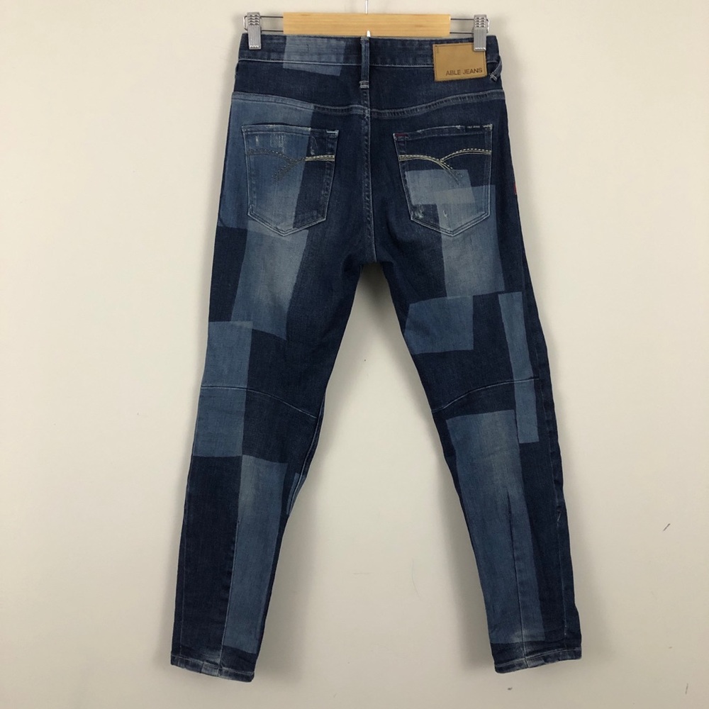 Able 3d Boyfriend Distressed Patchwork Crop Jeans - image 4